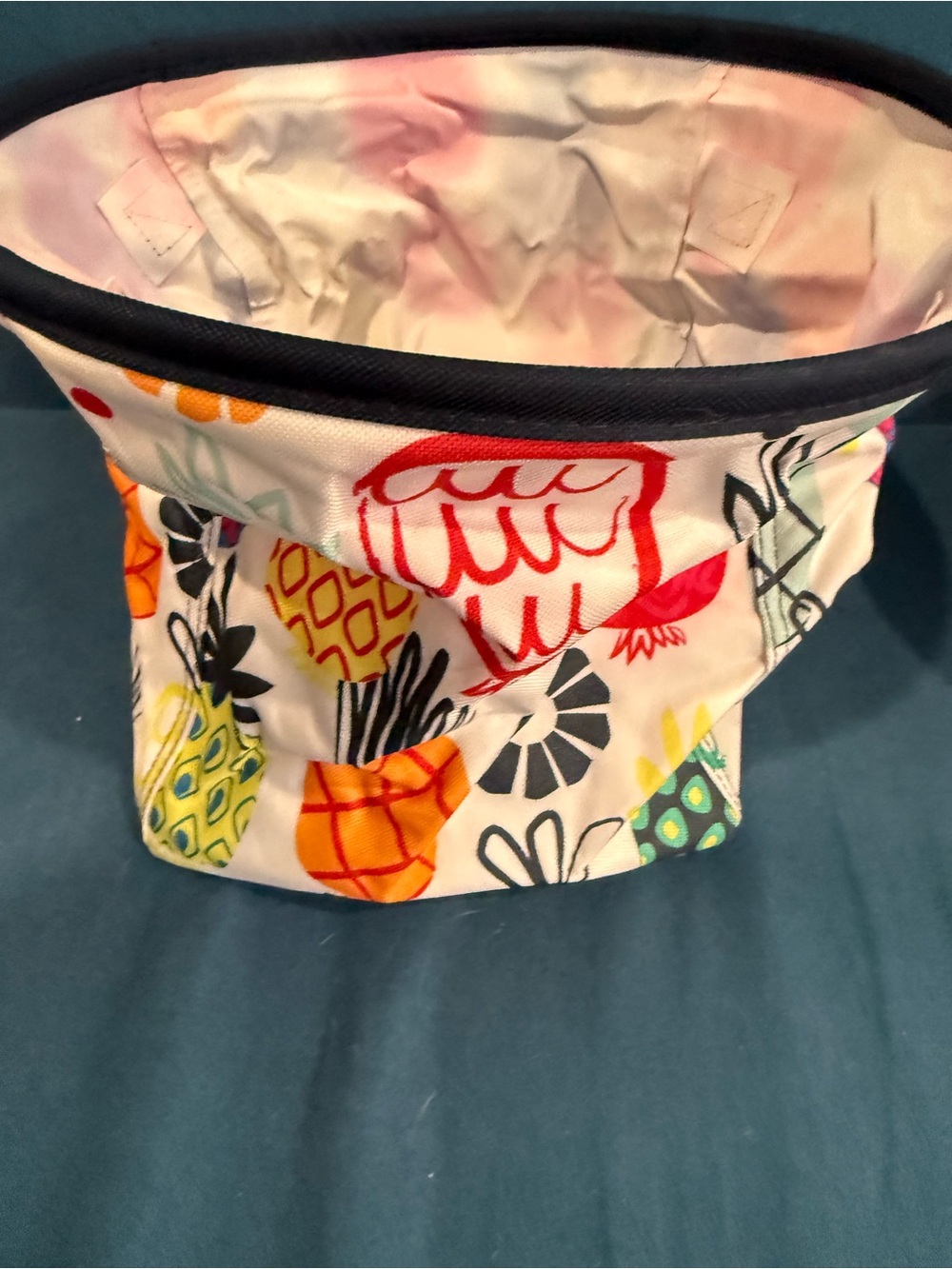 Colorful Pineapple Print Fabric Bucket Bag